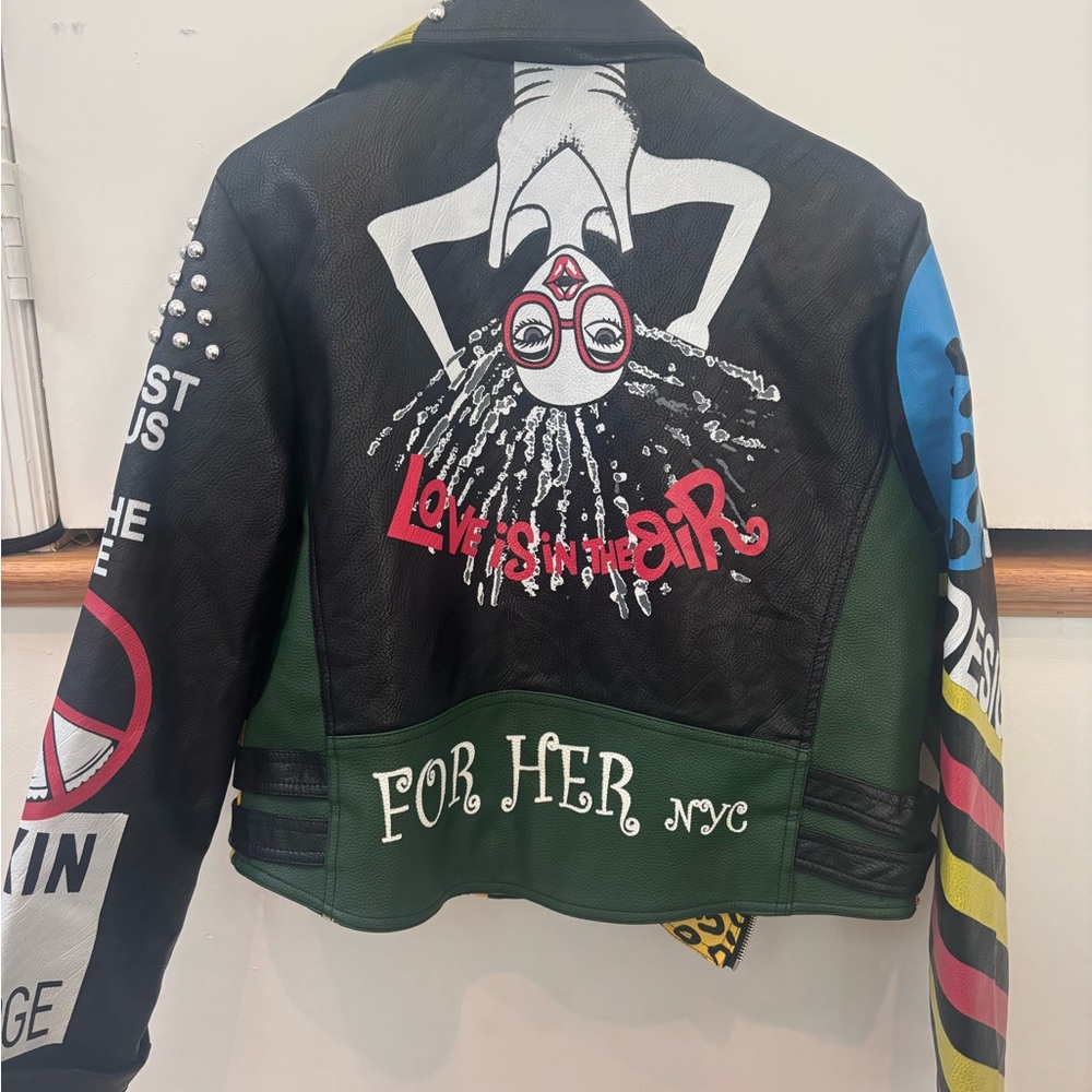 Colorful Studded Leather Jacket - Picture 3 of 3